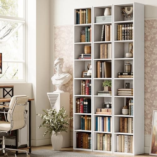 IRONCK Tall Narrow Bookshelf 8 Tiers, Compact Corner Bookcase, Easy to Match for Living Room, Office, Study, Bedroom, White 7