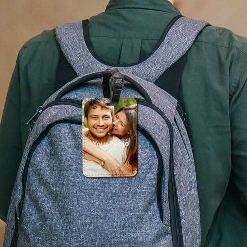 WIRESTER Set of 2 Personalized Custom Luggage Tags with Your Photo, PU Leather Name Tag Suitcase Tag Bag Tag Business ID Card Holder Travel ID Tag for Travel Suitcase Baggage Luggage 6