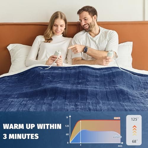 Heated Electric Blanket King Size - 90" x 100" Heating Blanket with Dual Control, 10 Heating Levels & 8 Hours Auto Off, Soft Warm Blanket, Christmas Birthday Gifts for Senior Grandma 5