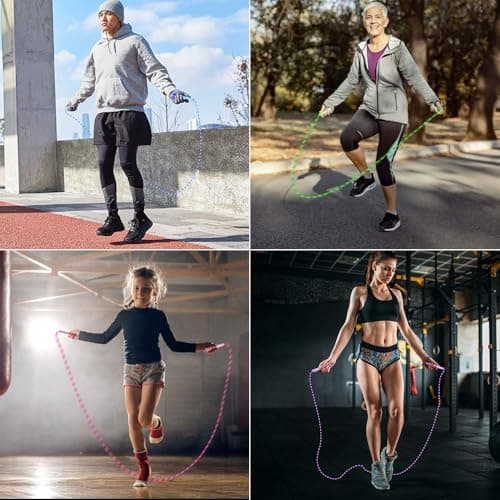 Leeboom Jump Rope, Adjustable Length Electronic cigarettes Tangle-Free Segmented Soft Beaded Skipping Rope, Fitness Jump Rope for Kids, Man, and Women Weight Loss 9.2 Feet 7