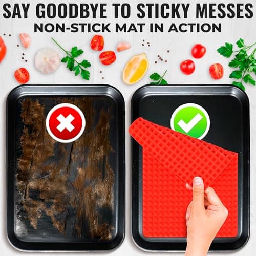 Red Silicone Baking Mat - 16x11.42" Non Stick Baking Mat With Fat Filtering Red Pyramid Design, Suitable for Oven & Microwave - Flexible & Easy-to-Clean Silicone Cooking Mats for Roasting, BBQ, Bacon 5