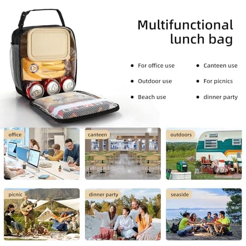 Lovoeo Lunch box Lunch bag for men women Insulated Lunchbox Lunch bags for Work Picnic Travel (Black) 8