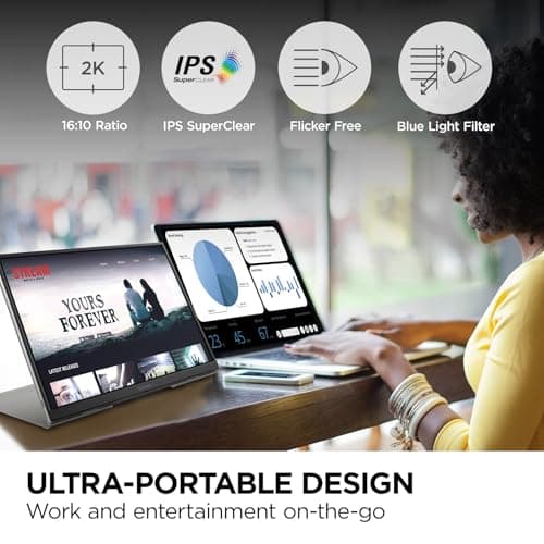 ViewSonic TD1656-2K 16 Inch WQXGA 1600p IPS Touchscreen Portable Monitor with 2 Way Powered 65W USB C, and Smart Cover with Built-in Stand 2