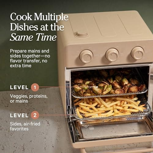 Our Place Wonder Oven | 6-in-1 Stainless Steel Air Fryer Toaster Oven Combo with Basket, Rack, Pan & Tray | Compact 13 QT Countertop Capacity - Toast, Roast, Bake, Reheat, Broil & Steam | Blue Salt 5