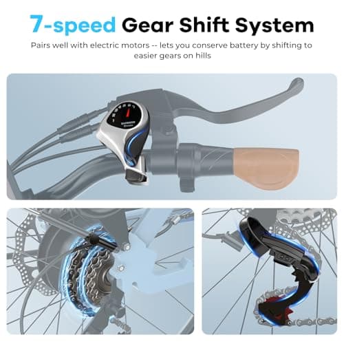 Aelith 26" Electric Bike for Adults – Powerful 1000W Motor, 48V Removable Battery, 7-Speed, Front Suspension & LCD Display – Commuter and Mountain EBike for Women 5