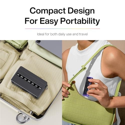 Weekly Pill Organizer 2 Times a Day - Am Pm Pill Box 7 Day, Large Twice Medicine Pill Case for Daily Medication, Vitamins, Fish Oils, Supplements Portable Week Pill Holder Container, Translucent Black 7