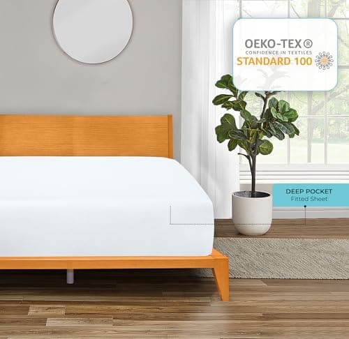 Royale Linens 2 Pack Fitted Sheet - Elastic Sheets - Twin Fitted Sheet Only - Soft & Breathable - Brushed 1800 Microfiber - Stain Resistant- Hotel Quality Deep Pocket Stretches Up to 16" (Twin, White) 7