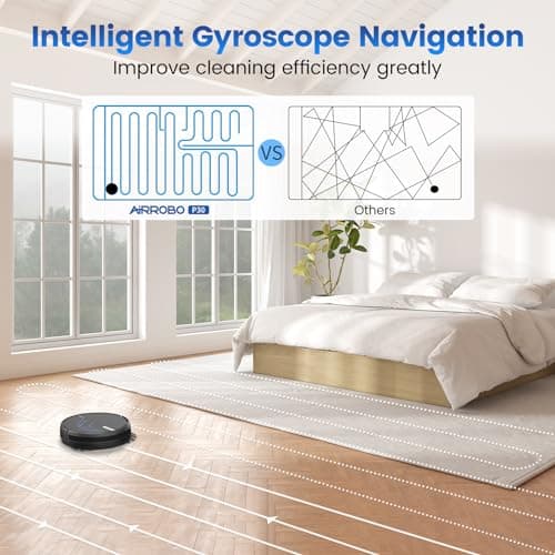 AIRROBO Robot Vacuum and Mop, 3000Pa Strong Suction Power Vacuum Mop Robot, Wi-Fi/App/Alexa, Self-Charging Robotic Vacuum for Hard Floor, Pet Hair and Low-Piled Carpet, Slim Design, Quiet，P30 6