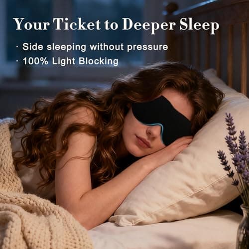 PrettyCare 3D Sleep Mask 2 Pack,Eye Mask for Side Sleeper 3D Contoured Sleeping Mask Blackout Out for Men- Blindfold Airplane with Ear Plugs, Night Masks with Travel Bag (Black&Blue) 6