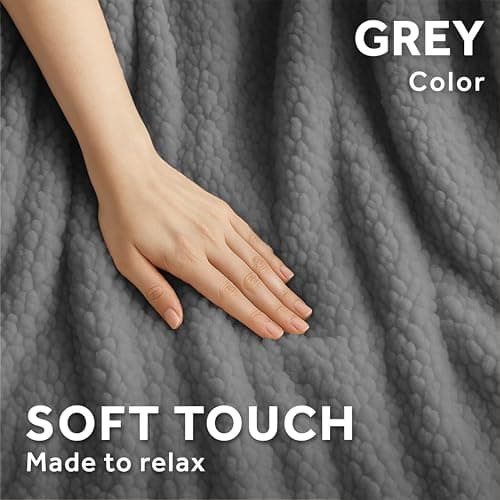 Sunbeam Royal Sherpa Foot Pocket Heated Throw Electric Blanket, 50" x 60", 4 Heat Settings, 4-Hour Auto Shut-Off, Warming Throw for Couch or Bed, Fast Heating, Machine Washable, Grey 9