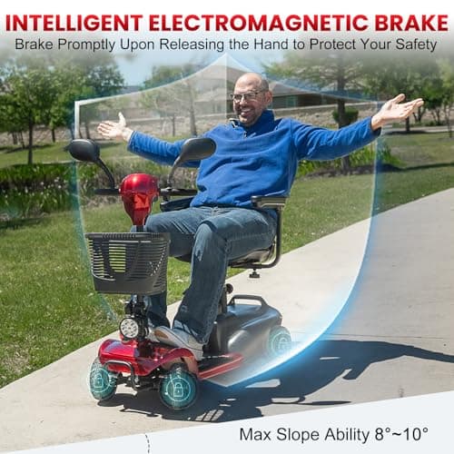 Puvirecn 4 Wheel Mobility Scooter - Foldable Mobility Scooters for Adults, Long Range 15 Miles, Max Load of 330lbs, All Terrain Mobility Scooter with Basket & Cup Holder 3