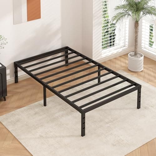 HLIPHA Metal Platform Bed Frame 14 Inch Tall,No Box Spring Needed,Twin Size Bed with Heavy Duty Strong Support Slats,Easy to Assemble,Black 8