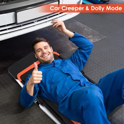 TLGREEN Multifunctional Folding Work Table, 7 in 1 Work Benches for Garage, as Portable Workbench, Sawhorse, Scaffold, Platform, Car Creeper, Dolly and Hand Truck, with 4 Wheels 6