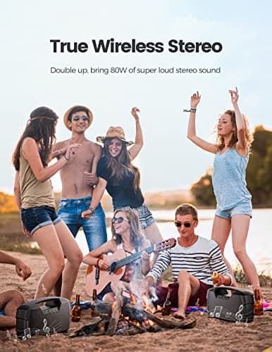 IPX7 Waterproof Bluetooth Speaker, 40W(60 Peak) Portable Wireless Speakers with Subwoofer, 32H Playtime, Stereo Loud Sound, Deep Bass, Bluetooth 5.0 with Handle for Pool, Beach, Outdoor, Gifts 6