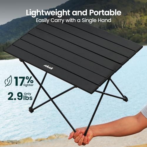 MISSION MOUNTAIN UltraPort Compact Camp Table, Outdoor Folding Table, Portable Camping Side Table, Ultralight Aluminum Beach Table, Small Camping Table with Carry Bag for Camping, Picnic, Black 6