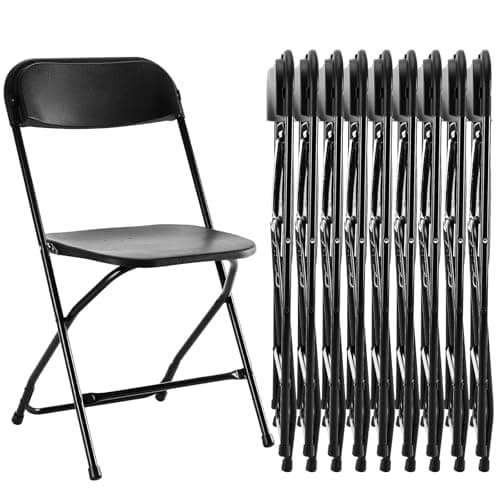 Sweetcrispy Folding Chair 10 Pack, Plastic Foldable Chairs with 330-Pound Capacity, Sturdy Metal Portable Chair, Easy to Use and Store, Outdoor and Indoor, for Home, Office, Party, Comfy, Black