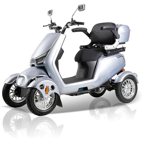 1000W 15 MPH Heavy Duty 4 Wheel Mobility Scooter 500lbs Loadweight, 3 Speed Control Mobility Scooters with 31 Mile Long Range Battery for Seniors & Adults Travel, 20° Max Climbing, Remote Key, Silver