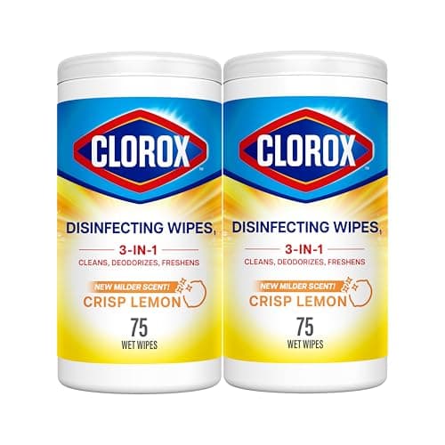 CLOROX Disinfecting Wipes, Bleach Free Cleaning Wipes, Crisp Lemon, 75 Count (Package May Vary) (Pack of 2)