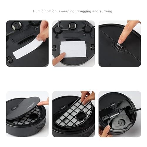 WOHPNLE Robot Vacuum Cleaner, USB Smart 3 in 1 Super Thin, Powerful Suction, Quiet, Self Charging Robotic Vacuum Cleaner, Cleans Hard Floors to Medium Pile Carpets (Black) 9