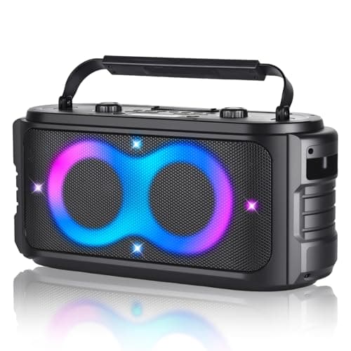 RRNUY Portable Bluetooth Speaker 300W Peak Big Powerful Loud Sound Deep Bass Large Wireless Boombox with Subwoofer DSP Led Light for Home Party Outdoor Gatherings Camping Backyard