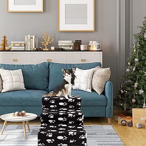 yofit Doggy Steps - Non-Slip 3 Steps Pet Stairs for Cats and Dogs, Foldable Plastic with Washable Carpet Holds Up to 50 lbs (Dark) 7