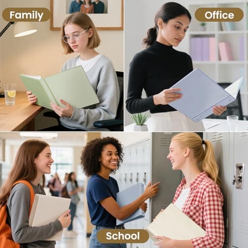 SUNEE 3 Ring Binder 1.5 Inch 4 Pack, Clear 1 1/2 Inch View Binder Three Ring PVC-Free (Fit 8.5x11 Inches) for School or Office Supplies, Neutral Aesthetic 6