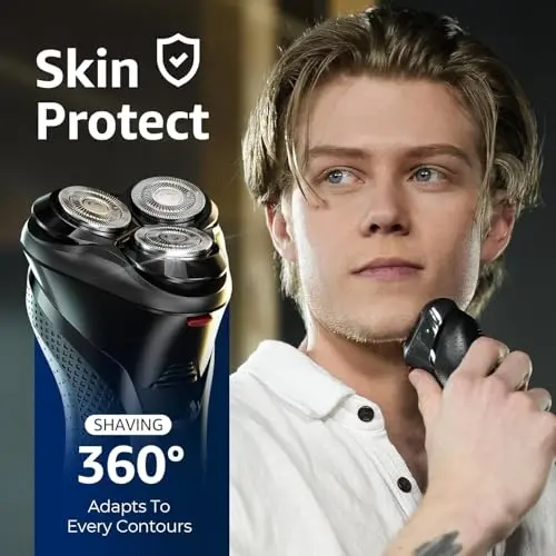 rategist Cordless Electric Razor for Men: 3-in-1 Shaver for Beard/Nose/Sideburns - Turbo Speed & Precision Blades - IPX7 Waterproof Travel Kit ，Satin Black 6