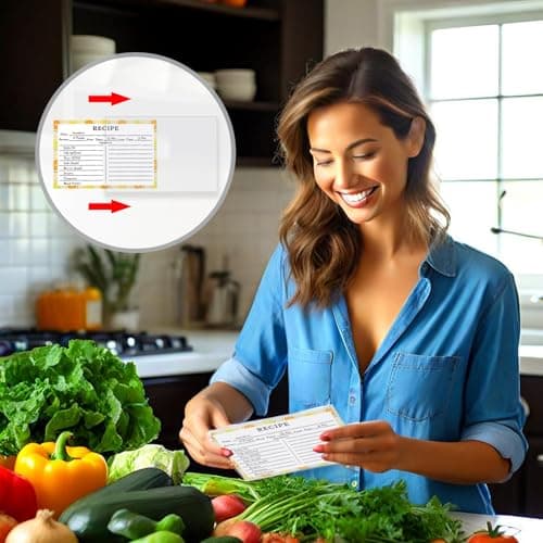 Recipe Card Protectors, Recipe Card Covers Index Card Sleeves Protect Recipes Kitchen Plastic Cookbook Sheet Protectors Cookbook Page Sleeve - 100 Count 4×6 Inch 5