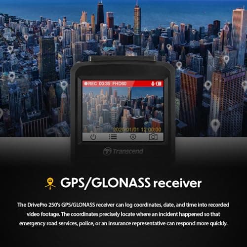 Transcend DrivePro 2K QHD 1440P Dash Cam Front, Support 1TB Max, Car Cam w/140°Wide-Angle/Handy Snapshot Button/G-Sensor/Night Vision Loop Recording/Head-Up Display/Wi-Fi GPS GLONASS/ADAS/Parking Mode 7