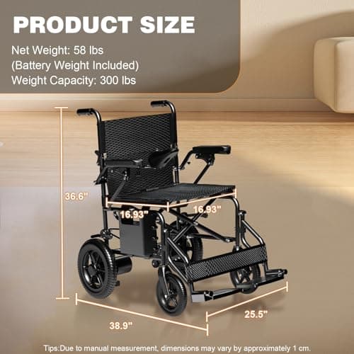 [2026 Upgrade] Hassky Electric Wheelchair for Adults Foldable, 15 Miles Range Motorized Wheelchair, All Terrain Power Wheelchairs for Seniors Supports Up to 350 lbs Black 7