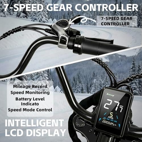 Likebike U12 Electric Bike for Adults, 2000W Peak 32MPH 20" Fat Tire Ebike, 20Ah Removable Battery 7-Speed Gear Full Suspension Mountain Bike Off Road Hydraulic Disc Brake 8