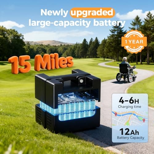Electric Wheelchair, Electric Wheelchair for Adults, Foldable All Terrain Power Wheelchair, 15 Miles Long Travel Range, 500W Dual Motors, Lightweight Mobility Chair for Seniors - Indoor/Outdoor 2