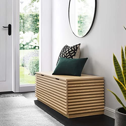 Modway Render 47" Wood Grain Storage Bench in Oak 8