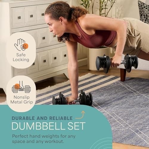 LifePro Adjustable Dumbbell Set – 5-25 lb Dumbbells Set of 2, Quick Change Rotating Hand Weights for Women//Men at Home Gym Weight System - 5-25 Pound, Ideal for Home Strength Training 6