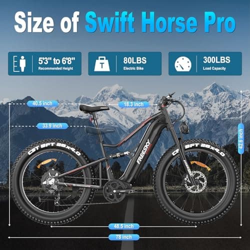 FREESKY 2000W Electric Bike with BAFANG Motor & 48V 30Ah Battery, 35MPH Max Speed, 120 Miles Range, Full Suspension Mountain Ebike for Adults, 26" Fat Tires, Smart Keys, Hydraulic Brakes 8