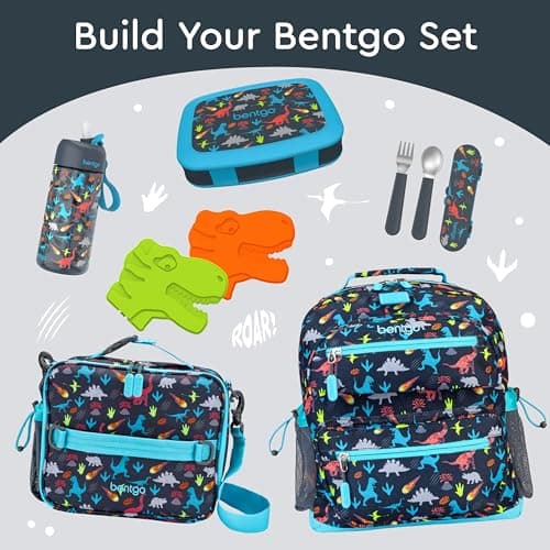 Bentgo Kids Prints Leak-Proof, 5-Compartment Bento-Style Kids Lunch Box - Ideal Portion Sizes for Ages 3-7, Durable, Drop-Proof, Dishwasher Safe, & PFAS & BPA-Free Materials (Dinosaur) 6