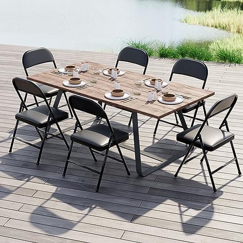 Nazhura 4 Pack Folding Chairs with Padded Cushion and Back, Khaki Metal Chairs with Comfortable Cushion and Durable Steel Frame for Home and Office, for Indoor and Outdoor Events (Black, 4 Pack) 11