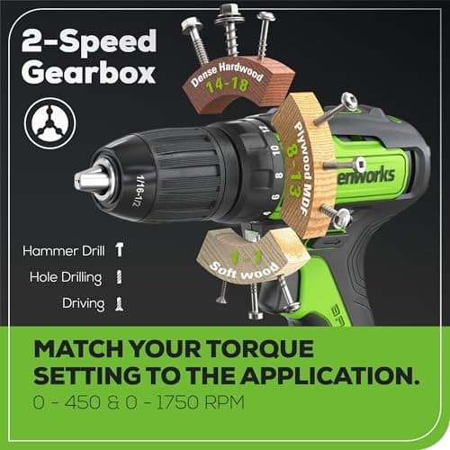 Greenworks 24V Brushless Cordless Drill Impact Driver Combo kit, 1/2”Drill & 1/4”Hex Impact Driver Power Tool Kit, Included 2 Batteries, 1 Charger, 8 pcs Bit Set & Bag, Green 6