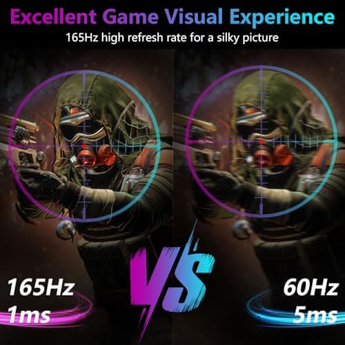 27 Inch Gaming Monitor 2K 1440P Can be liftable rotated IPS Computer Monitor, 165Hz丨1ms丨HDR 400丨95% DCI-P3丨120% sRGB，Speaker, G-SYNC And Free-sync Compatible, VESA Mountable, DisplayPort 1.4*2, HDMl 5