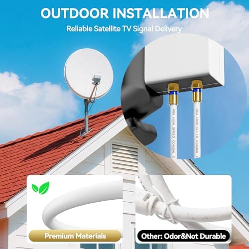 Digoloan Coaxial Cable 3ft/6ft/10ft/15ft/25ft/50ft/60ft/75ft/100ft, RG6 Coax Cable Extender with Gold F-Type Connector, High Speed Internet for HD TV, Modem, Digital Antenna, Satellite, White(1.5ft) 5