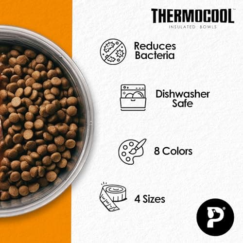 Thermocool Insulated Stainless Steel Pet Bowl - 8 Oz (X-Small) Non-Slip Feeding Dish Reduces Sliding & Spills, Keeps Water Cold & Food Warm, Dishwasher Safe (Purple) 7