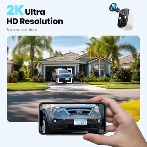 Techage Security Cameras Wireless Outdoor, 2K Battery Powered Cameras for Home Security with AI Motion Detection, 2.4G WiFi, Color Night Vision, 2-Way Talk, IP66 Waterproof, Cloud/SD Storage 2 Pack 2