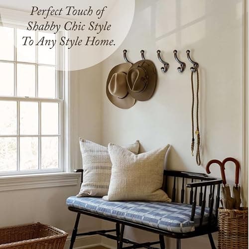 My Fancy Farmhouse Rustic Cast Iron Coat Hooks (10 Pack) Wall Mounted Farmhouse Decorative Wall Hooks, Vintage Hooks for Hanging Coats, Bags, Hats, Towels (Antique Black) 7