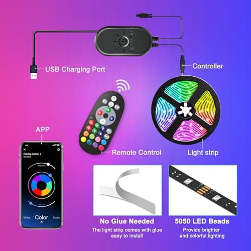 Nexillumi LED Lights for TV, 13.2ft TV LED Backlight for 32-65 Inch, RGB LED Strip Lights Behind TV, APP Remote Control Music Sync TV Led Lights for Bedroom 6