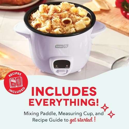 Dash Mini Rice Cooker Steamer with Removable Nonstick Pot, Keep Warm Function & Recipe Guide, 2 cups, for Soups, Stews, Grains & Oatmeal - Lavender 6