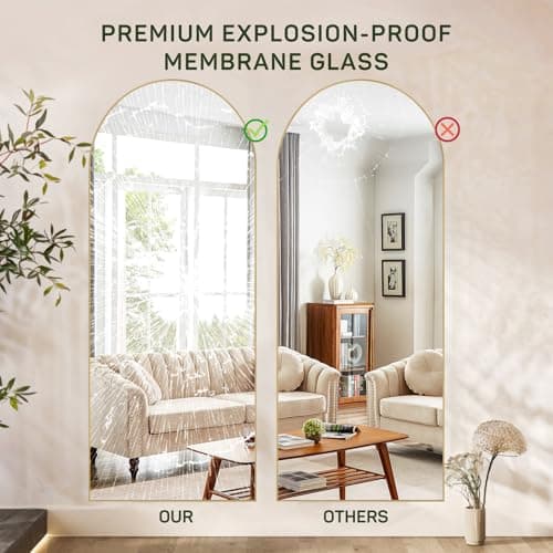 Arched Mirror Full Length, 16"x59" Body Wall Mirrors with Shatter-Proof Glass, Floor Standing, Hanging or Leaning, Tall Arch Mirror with Stand Aluminum Alloy Frame for Bedroom Cloakroom 6