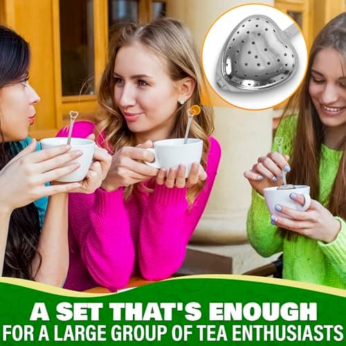10 Pcs Heart Tea Infuser for Loose Leaf Tea Steeper – Rust-Resistant Stainless Steel Strainers with Secure Clasp, Easy Brewing Design, Keeps Loose Leaves Contained | Suitable for Parties & Gifting 6