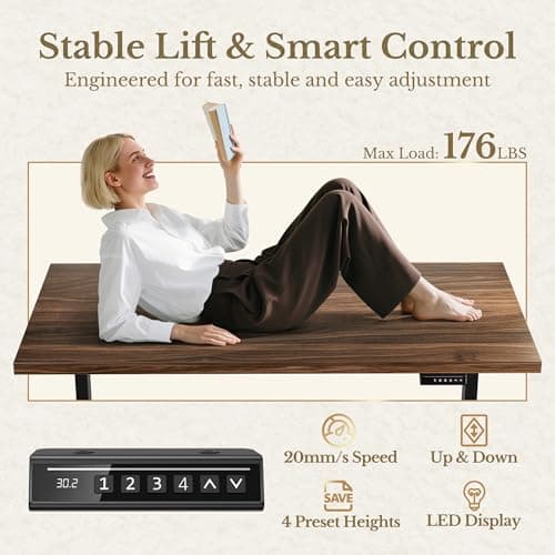 Perledesign Standing Desk with File Cabinet, 70 Inch L Shaped Electric Height Adjustable Executive Desk with AC/USB and Privacy Panel, Computer Corner Table for Home Office, Black Walnut 7