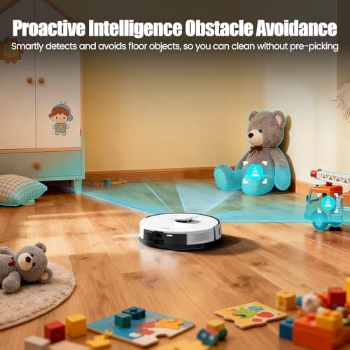 AIRROBO Robot Vacuum and Mop, 60-Day Self-Emptying, 6000PA Suction, Tangle-Free Brush for Pet Hair, Carpet Detection, LiDAR Navigation, APP ＆ Voice Control, White 5