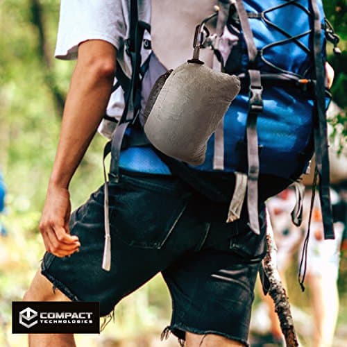 Compact Travel Pillow Made with Shredded Memory Foam and Super Soft Fleece Fabric for Ultimate Comfort in Travel. Patented Design Rolls and Compacts Small for Travel. (Grey) 5